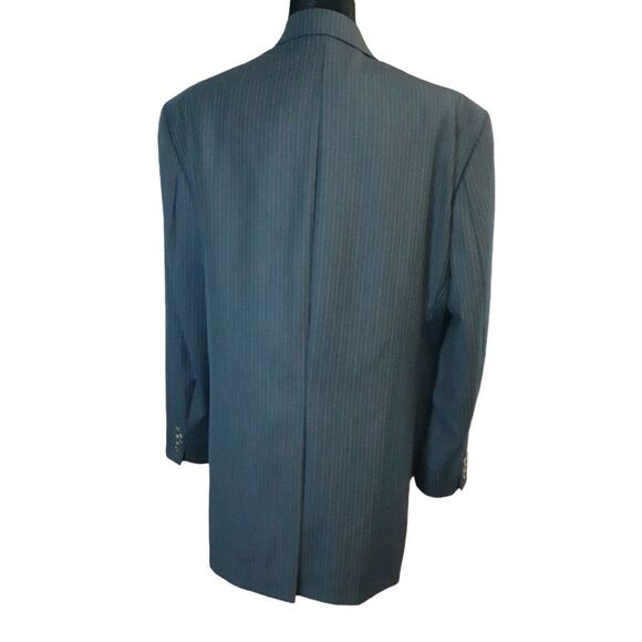 LAUREN RALPH LAUREN Blazer Pinstriped Soft Black Wool size 46L - Picture 10 of 13